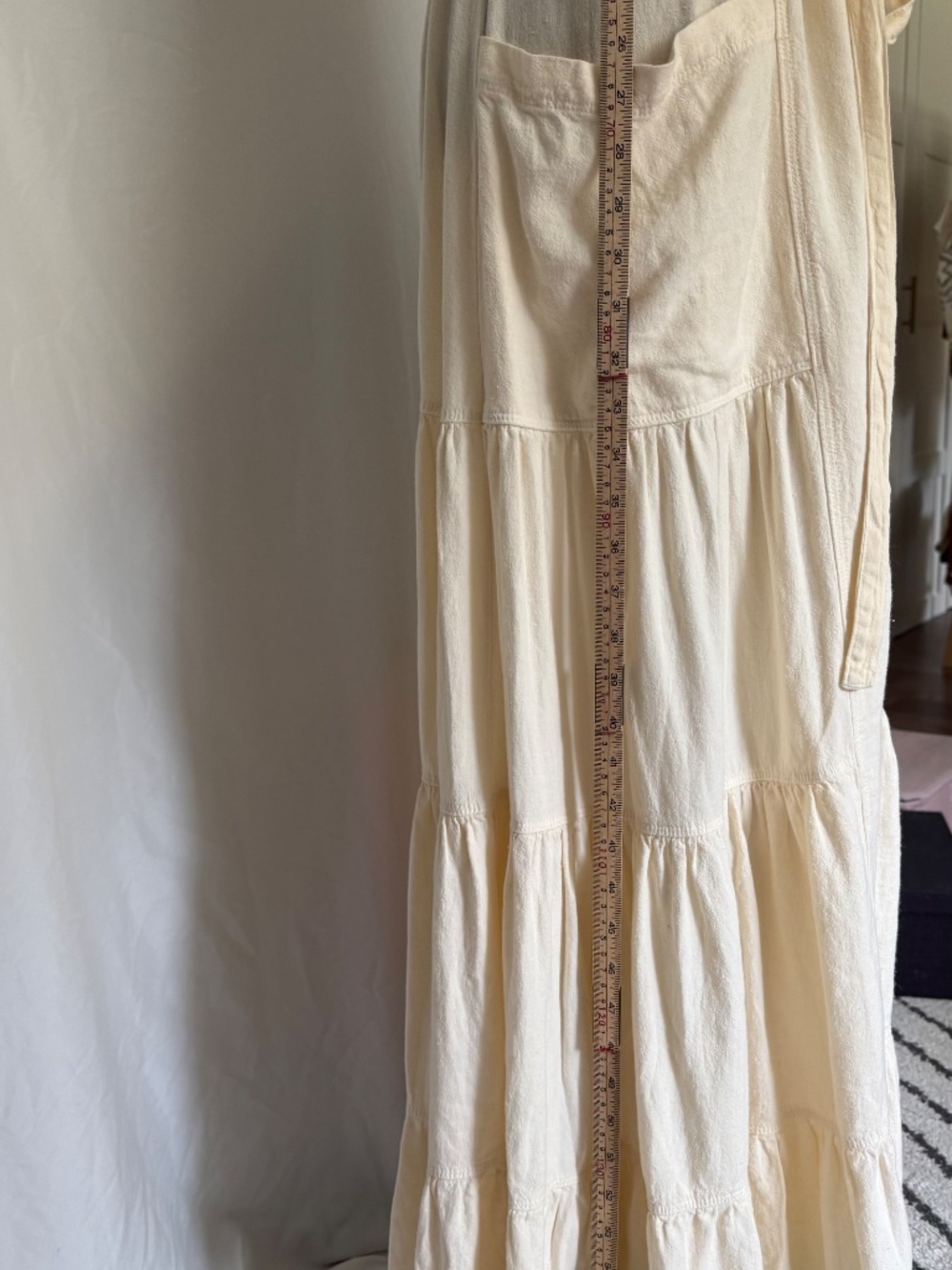 Free People Catch the Breeze Button Front Linen Midi Dress Ivory Cream Size Med - Picture 3 of 11